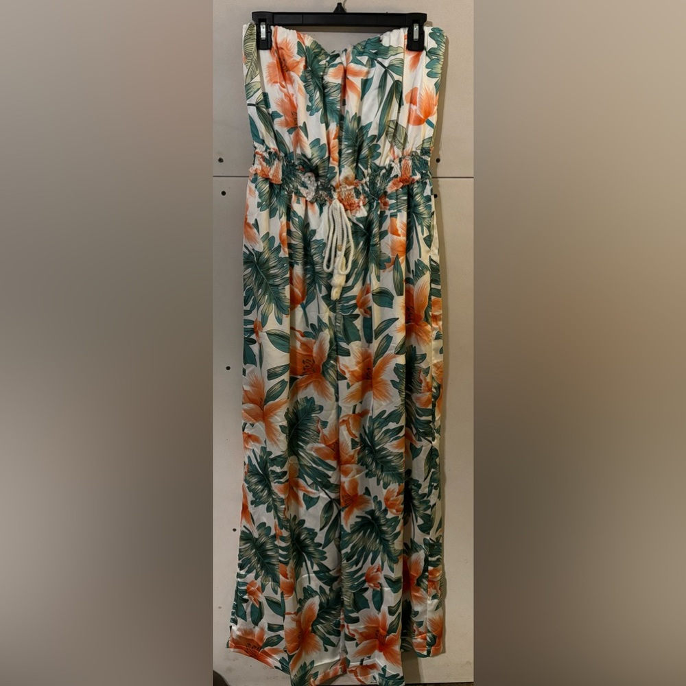 Floral strapless romper - size Large